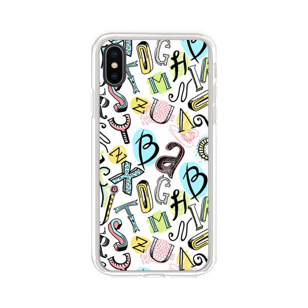 Colorful Scattered Alphabet Letters Pattern iPhone XS Max Case