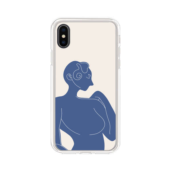 Minimalistic Abstract Female Silhouette Blue iPhone XS Max Case