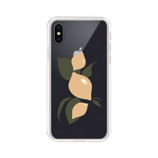 Minimalistic Beige Lemons with Green Leaves iPhone XS Max Case
