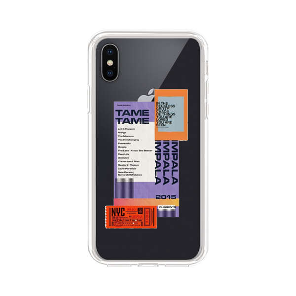 Modern Graphic Collage with Typography and Ticket Elements iPhone XS Max Case