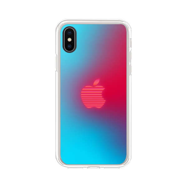Neon Striped Apple Logo Gradient Background iPhone XS Max Case