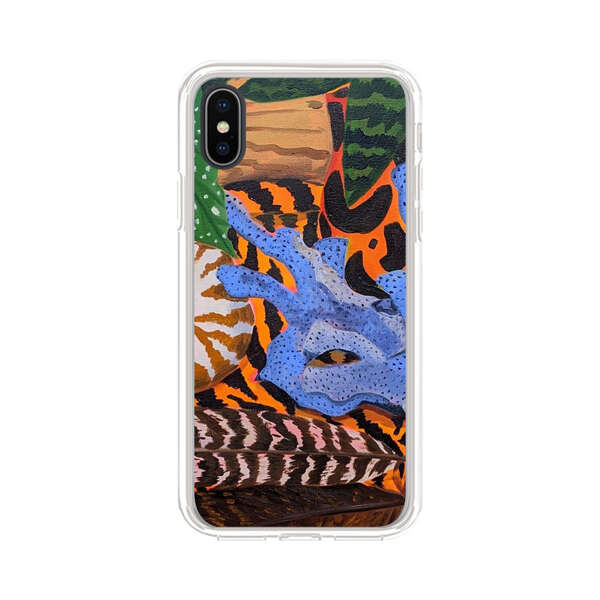 Tropical Coral Seashell Feathers on Tiger Pattern iPhone XS Max Case