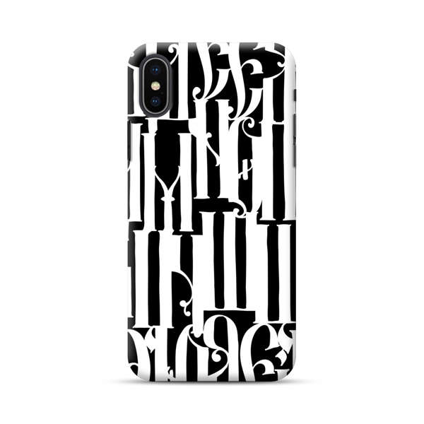 Abstract Black and White Pattern with Ornamental Letters iPhone XS Max Hard Case