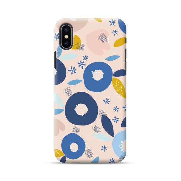 Abstract Floral Pattern with Blue, Pink and Mustard Flowers iPhone XS Max Hard Case