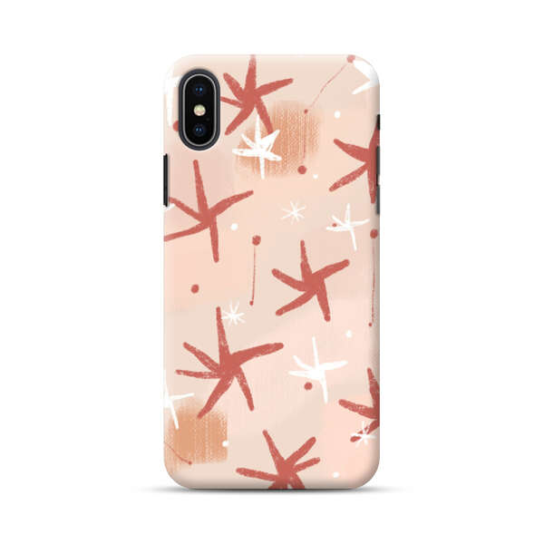 Abstract Star Pattern Red and White on Beige Background iPhone XS Max Hard Case