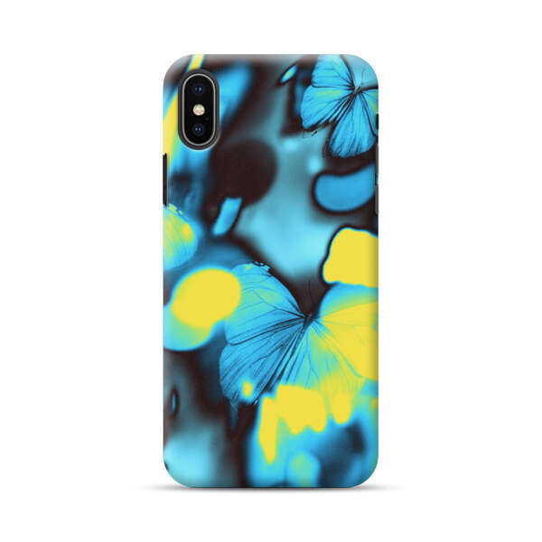 Blue Butterflies Glowing Abstract Background iPhone XS Max Hard Case