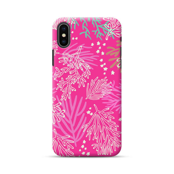 Bright Pink Tropical Leaf Pattern iPhone XS Max Hard Case