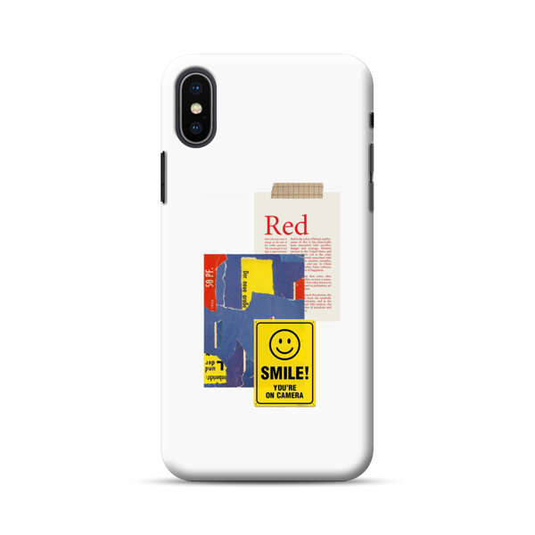 Collage Torn Paper Smiley Face Yellow Sign iPhone XS Max Hard Case