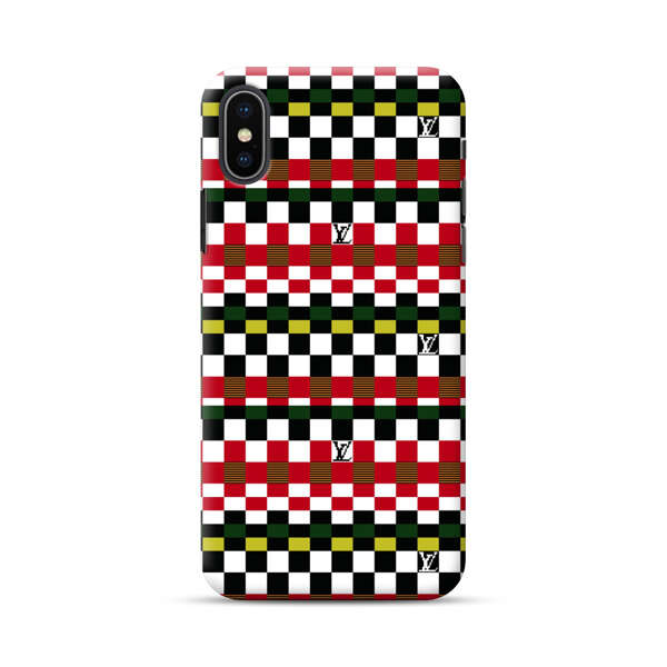 Colorful Checkerboard Stripes Pattern iPhone XS Max Hard Case