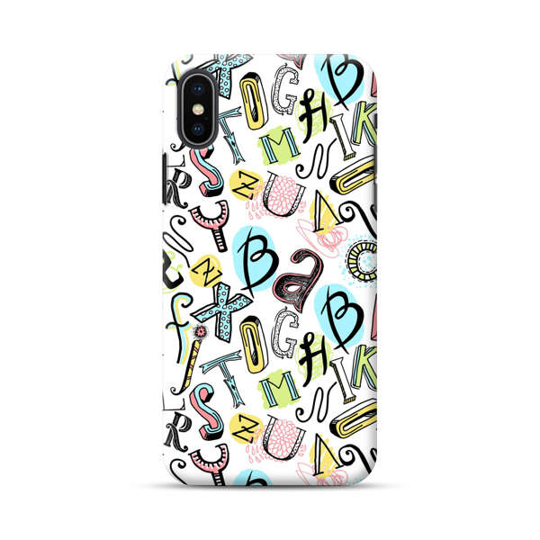 Colorful Scattered Alphabet Letters Pattern iPhone XS Max Hard Case