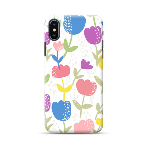 Colorful Tulip Floral Pattern iPhone XS Max Hard Case