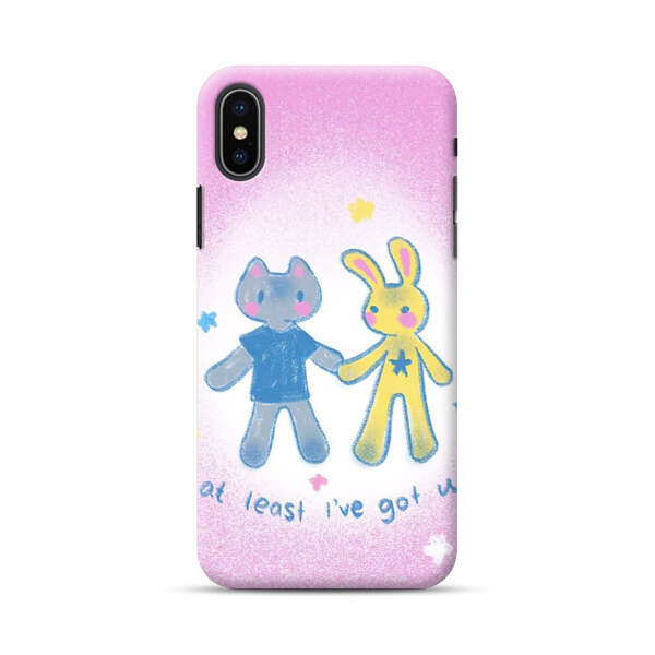 Cute Cat and Rabbit Holding Hands iPhone XS Max Hard Case