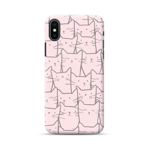 Cute Hand Drawn Cat Pattern iPhone XS Max Hard Case