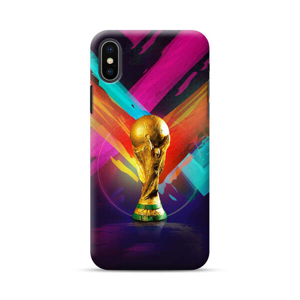 Golden Soccer Trophy with Colorful Abstract Background iPhone XS Max Hard Case
