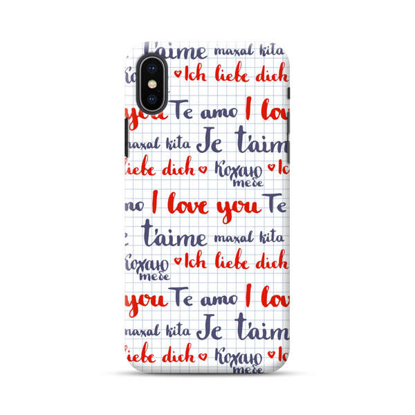 Love Message Multilingual Pattern iPhone XS Max Hard Case