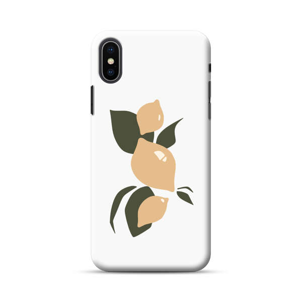 Minimalistic Beige Lemons with Green Leaves iPhone XS Max Hard Case