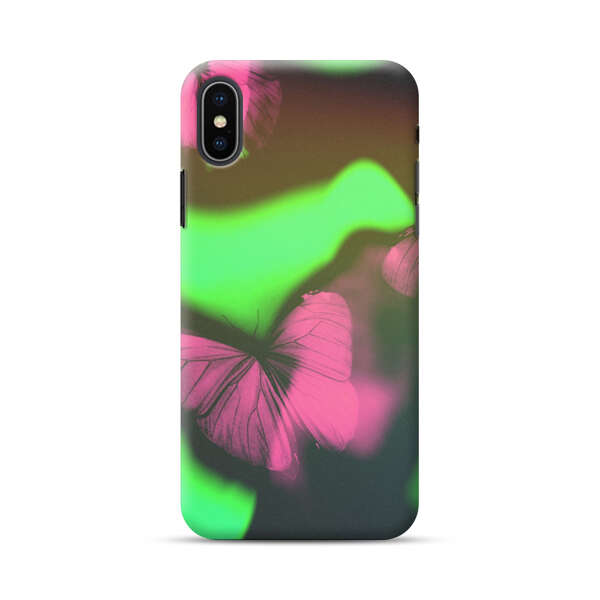 Pink Butterflies Green Background iPhone XS Max Hard Case