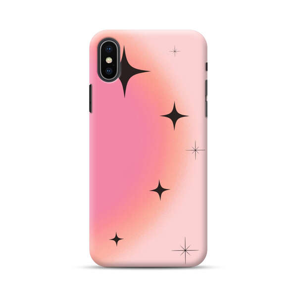 Pink Peach Gradient with Black Stars iPhone XS Max Hard Case
