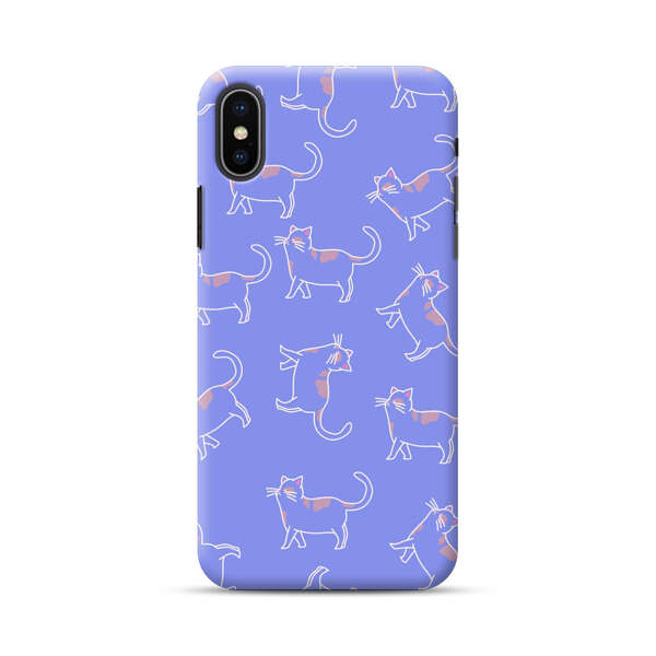 Playful Cartoon Cats on Purple Background iPhone XS Max Hard Case