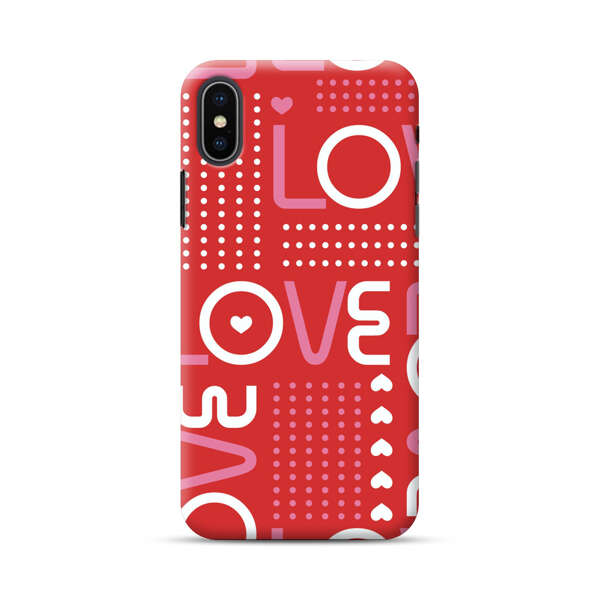 Red Love Typography Pattern iPhone XS Max Hard Case