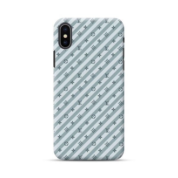 Stylish Blue Diagonal Striped Luxury Logo Pattern iPhone XS Max Hard Case