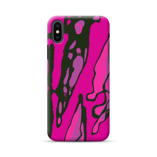 Vibrant Abstract Magenta Black Pattern iPhone XS Max Hard Case