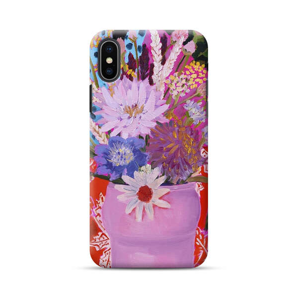 Vibrant Floral Bouquet in Pink Vase iPhone XS Max Hard Case