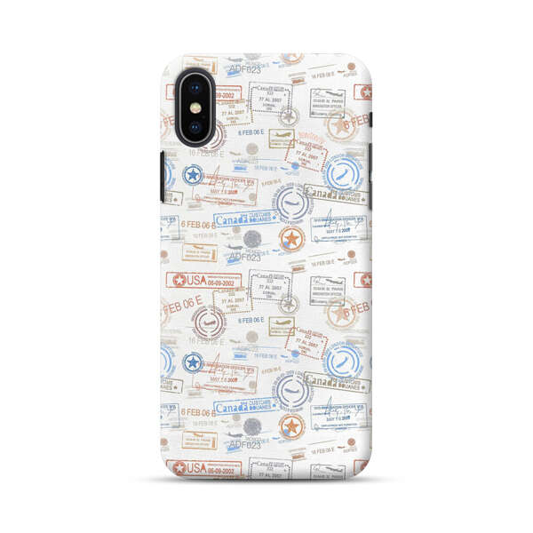 Vintage Passport Stamps Pattern iPhone XS Max Hard Case