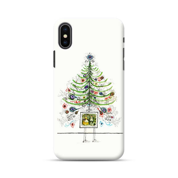 Whimsical Christmas Tree Artistic Design iPhone XS Max Hard Case