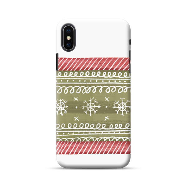 Winter Pattern with Snowflakes and Red Stripes iPhone XS Max Hard Case