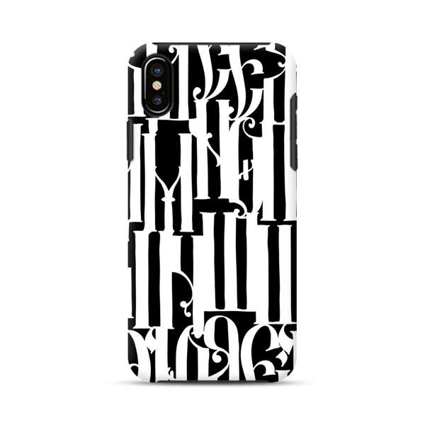 Abstract Black and White Pattern with Ornamental Letters iPhone XS Max Impact Case