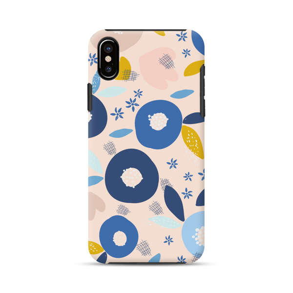 Abstract Floral Pattern with Blue, Pink and Mustard Flowers iPhone XS Max Impact Case