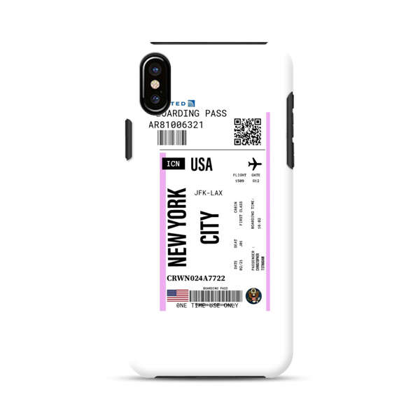 Boarding Pass New York City Flight Ticket iPhone XS Max Impact Case
