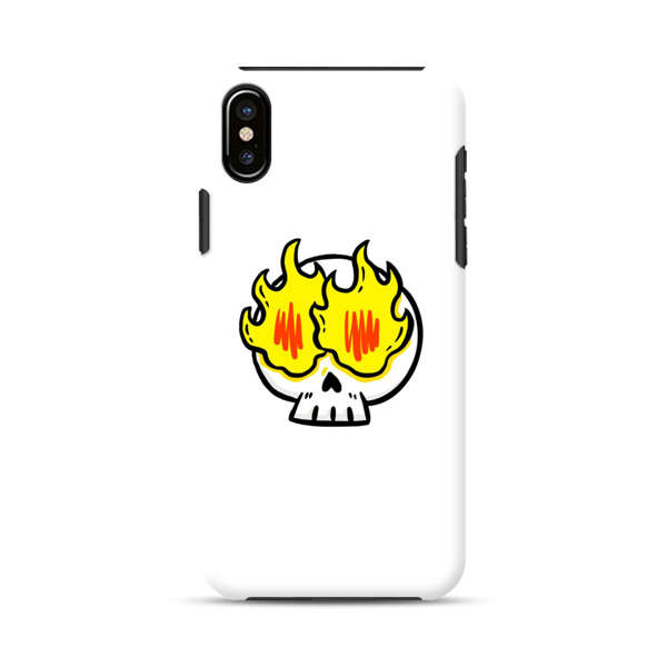 Cartoon Skull with Flames iPhone XS Max Impact Case