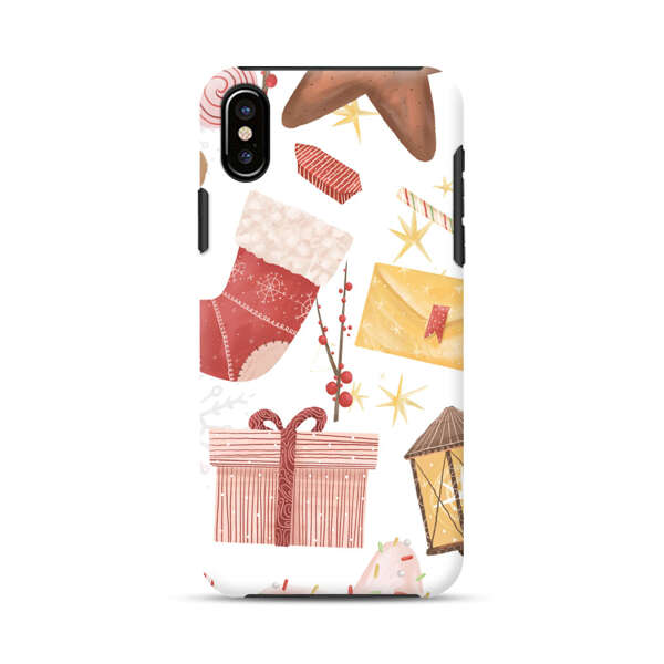 Christmas Festive Pattern with Gingerbread and Gifts iPhone XS Max Impact Case