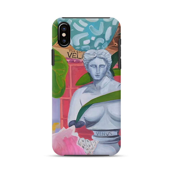Classical Venus Bust with Green Leaves and Vibrant Vases iPhone XS Max Impact Case