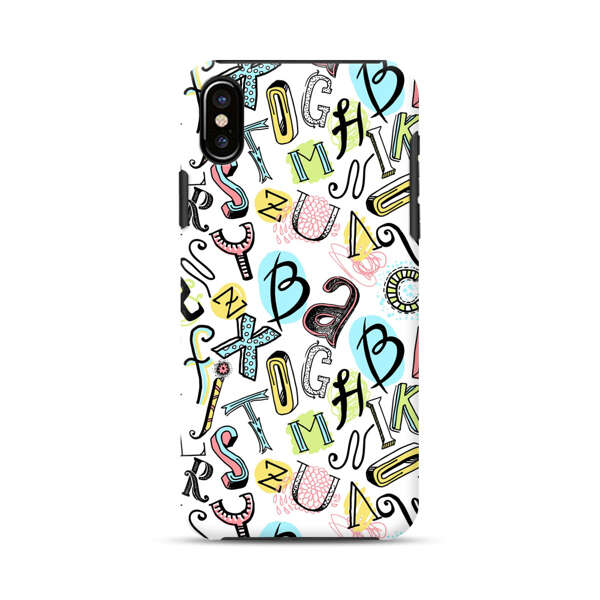 Colorful Scattered Alphabet Letters Pattern iPhone XS Max Impact Case