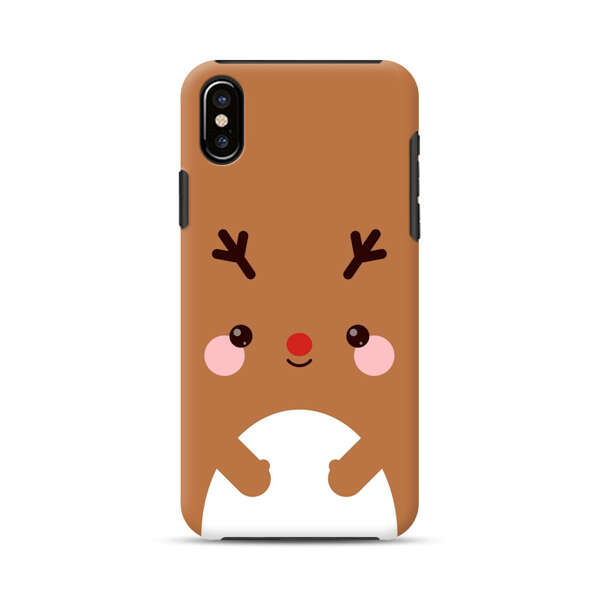 Cute Minimalist Reindeer Cartoon iPhone XS Max Impact Case