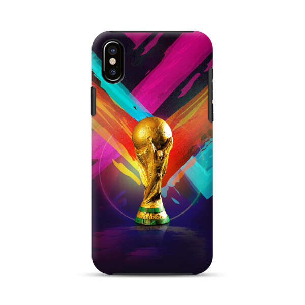 Golden Soccer Trophy with Colorful Abstract Background iPhone XS Max Impact Case