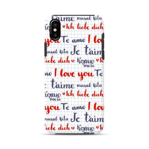 Love Message Multilingual Pattern iPhone XS Max Impact Case