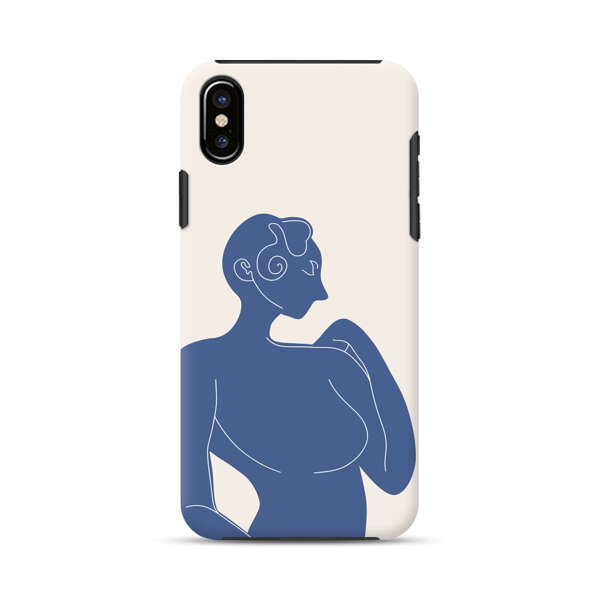Minimalistic Abstract Female Silhouette Blue iPhone XS Max Impact Case
