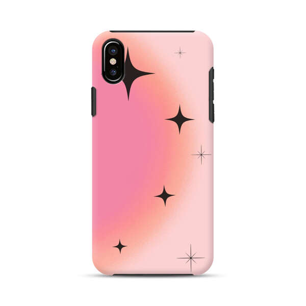 Pink Peach Gradient with Black Stars iPhone XS Max Impact Case
