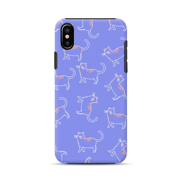 Playful Cartoon Cats on Purple Background iPhone XS Max Impact Case