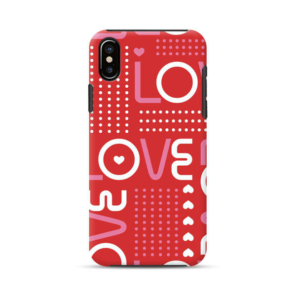 Red Love Typography Pattern iPhone XS Max Impact Case