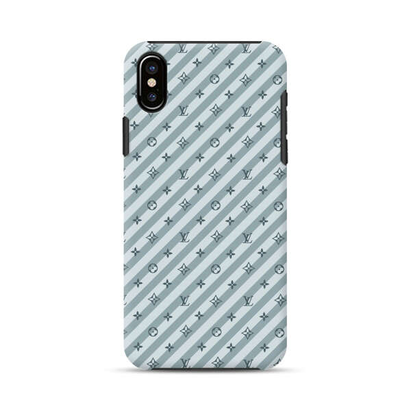Stylish Blue Diagonal Striped Luxury Logo Pattern iPhone XS Max Impact Case