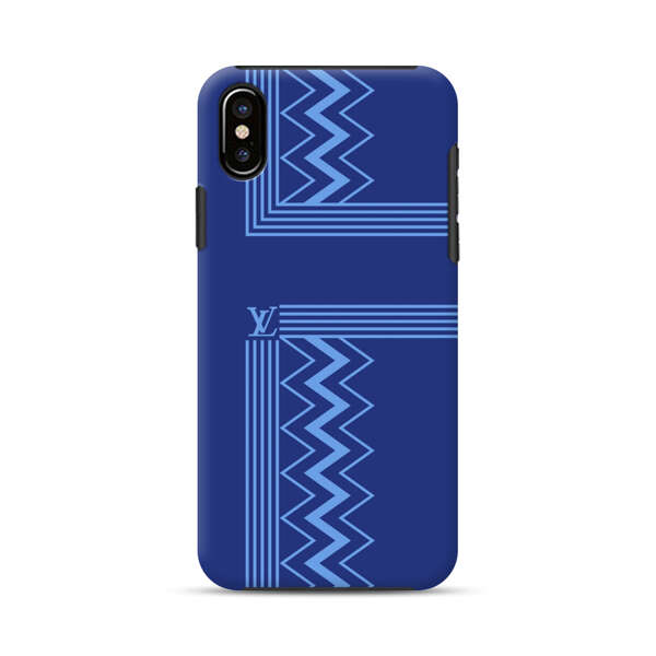 Stylish Geometric Zigzag Pattern in Blue iPhone XS Max Impact Case