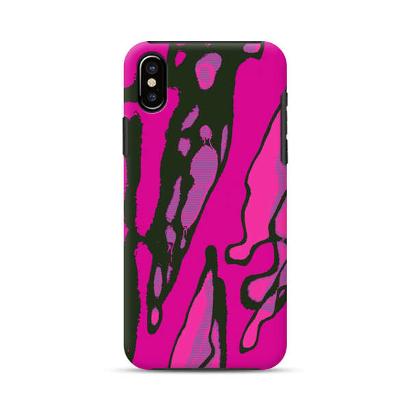 Vibrant Abstract Magenta Black Pattern iPhone XS Max Impact Case