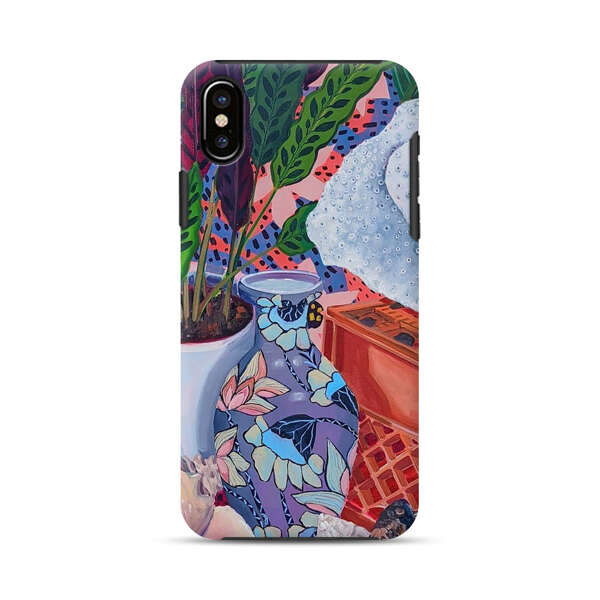 Vibrant Still Life with Plants and Vase iPhone XS Max Impact Case