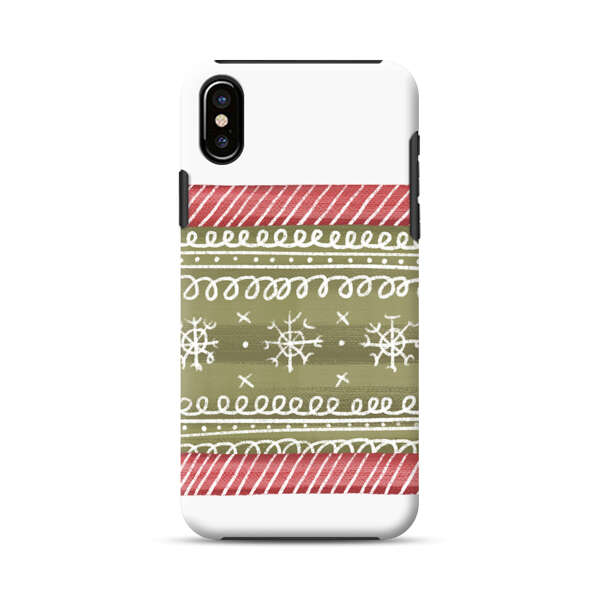 Winter Pattern with Snowflakes and Red Stripes iPhone XS Max Impact Case