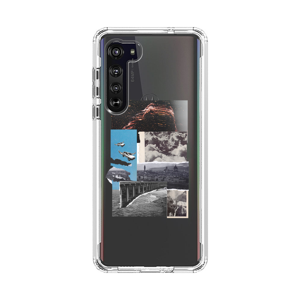 Vintage Collage with Aviation, Bridge, and Cityscape Motorola Edge (2020) Case
